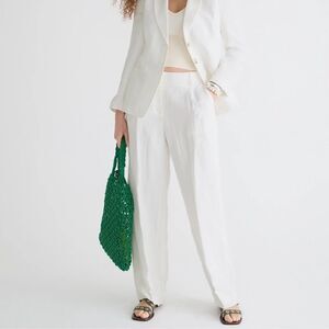 J. Crew Linen Pleasted‎ Wide Waisted Pants in Light Khaki Size 0 Nwot